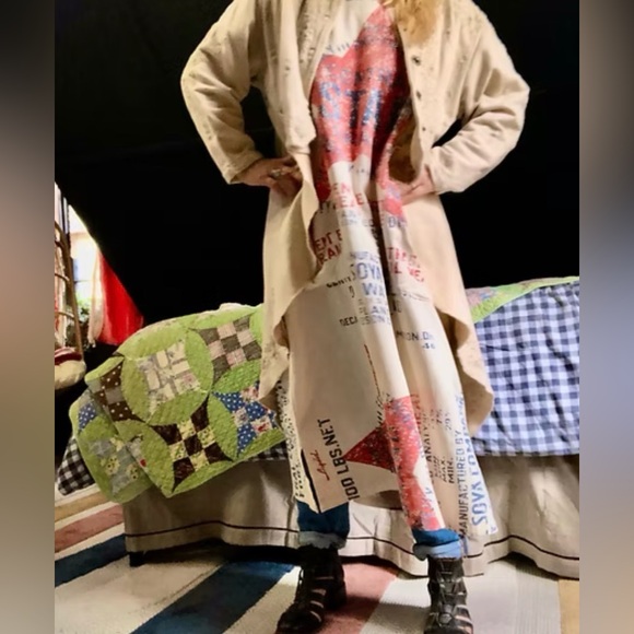 Jaded Gypsy Weekend Mercantile Dress feedsack cotton tunic seed sack boho nwt - Picture 2 of 7